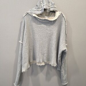 Free People Movement Cropped Hoodie Raw Edge Fleece Gray  NWT Sz S Fairygrunge